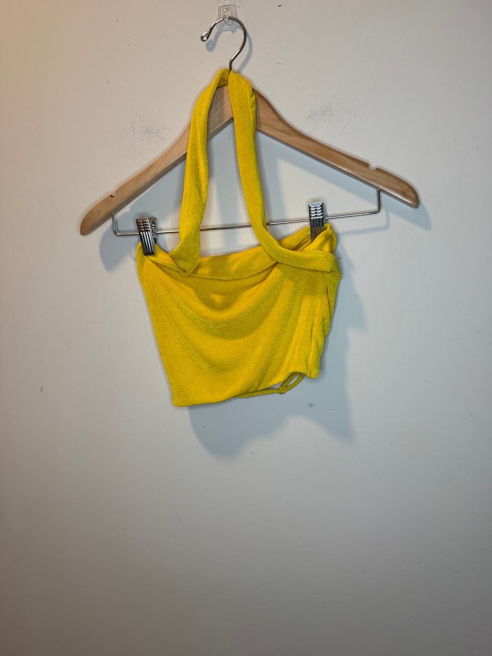 Oh Polly Yellow Halter Crop Top & Ruched Mini Skirt Set XS XXS